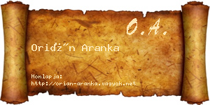 Orián Aranka névjegykártya